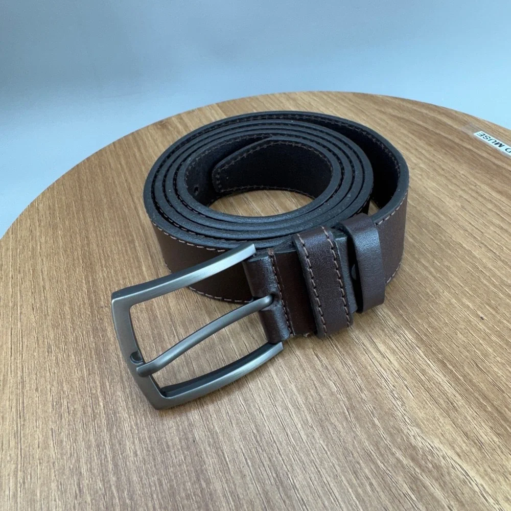 Mr. Cayman Leather Belt Mens Size 44 Dark Brown Classic Dress‎ Casual Basic
